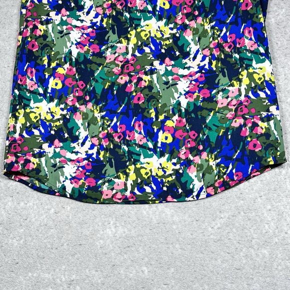 J. Crew Blouse Womens Size 4 Multicolor Floral Abstract Sleeveless with V Neck - Picture 4 of 11
